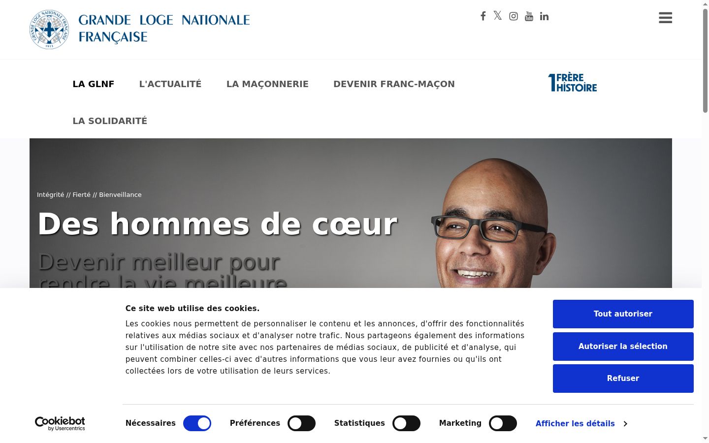 Capture d'écran de la bannière de consentement affichée avant toute interaction