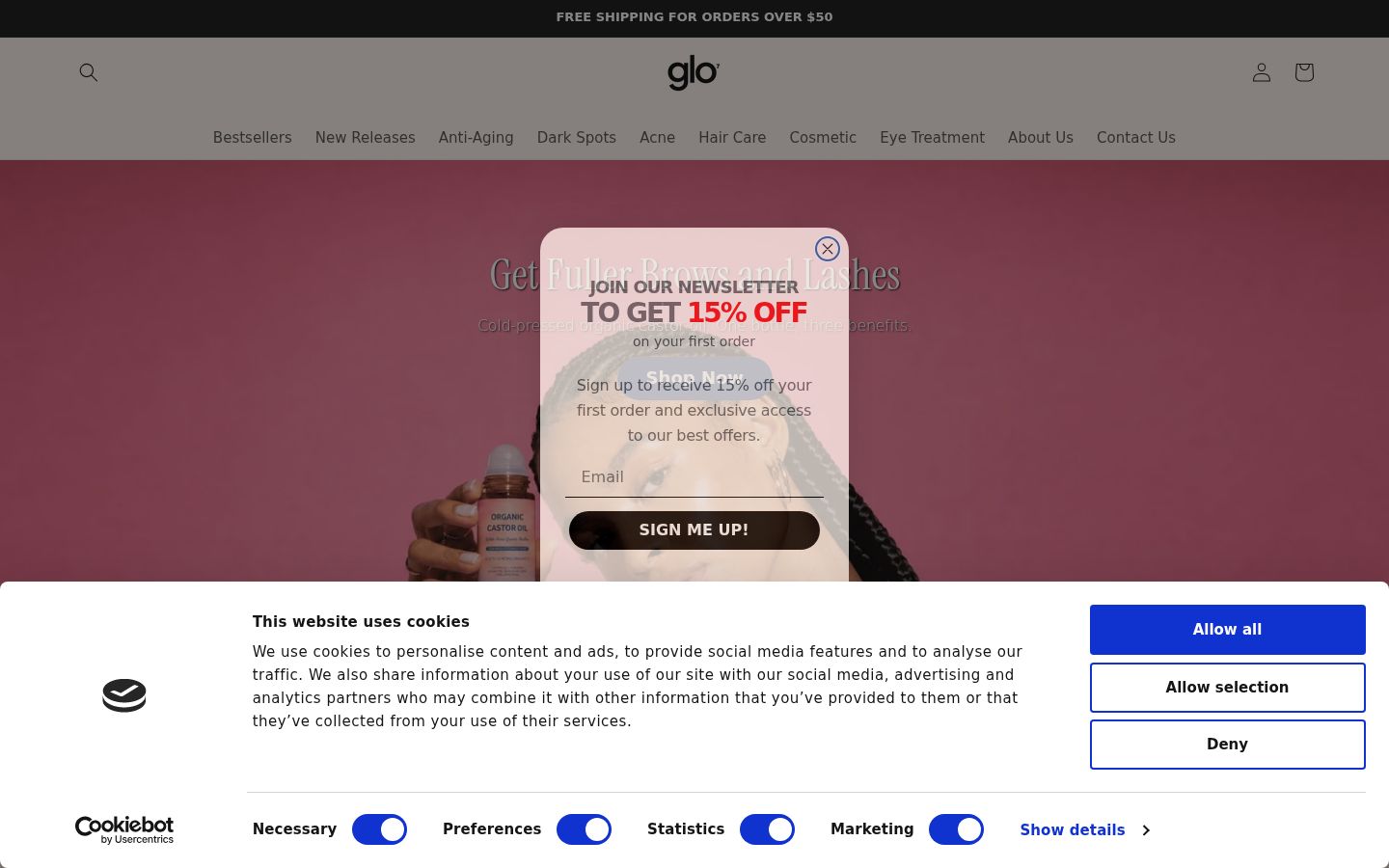Screenshot of the consent banner shown before any interaction