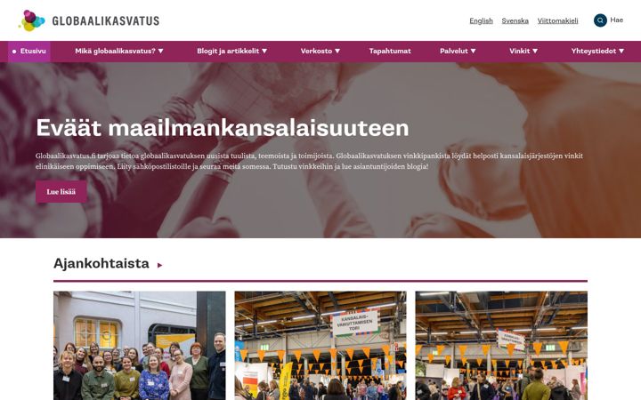 Screenshot of globaalikasvatus.fi