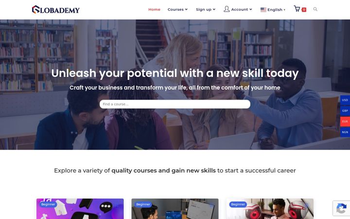 Screenshot of globademyinc.com