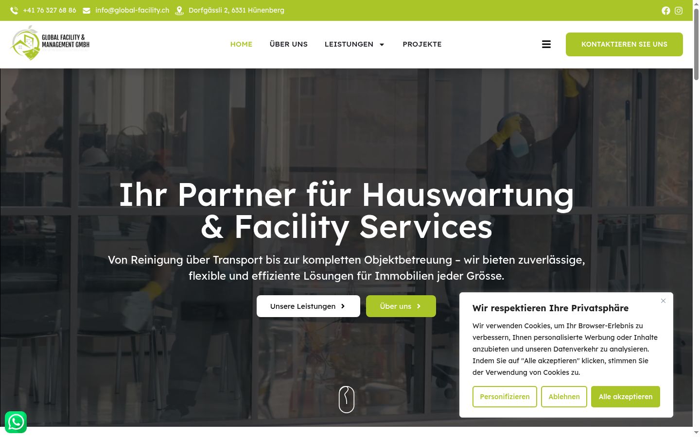 Screenshot des Einwilligungsbanners vor jeglicher Interaktion
