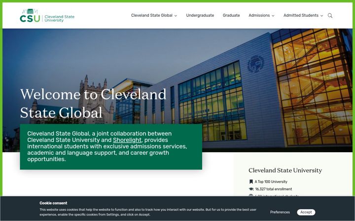 Screenshot of global.csuohio.edu