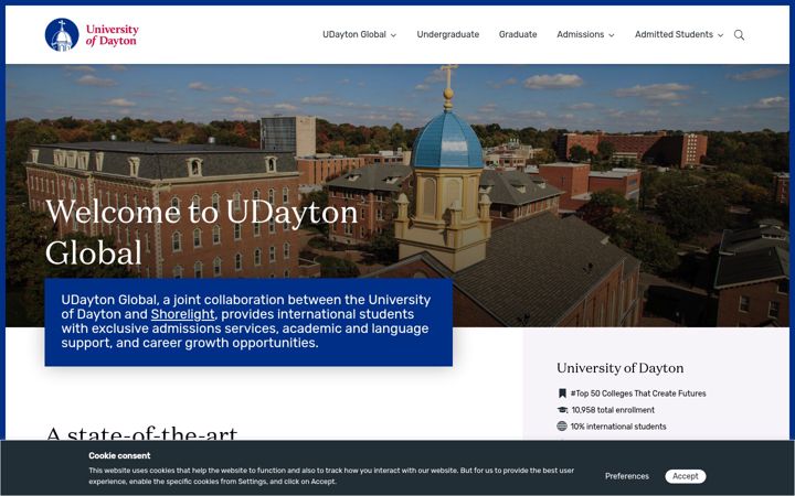 Screenshot of global.udayton.edu