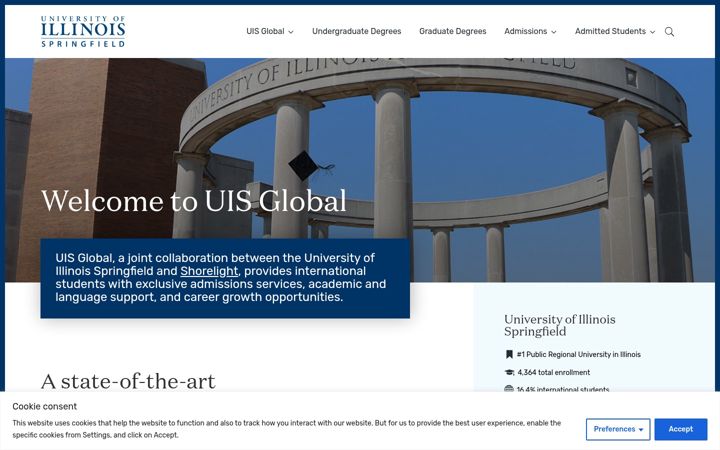 Screenshot of global.uis.edu
