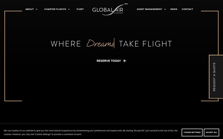 Screenshot of globalaircharters.com