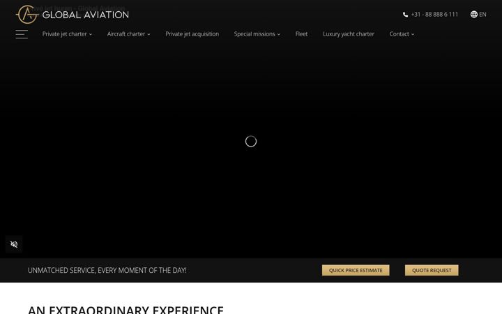 Screenshot of globalaviationprivatejets.com