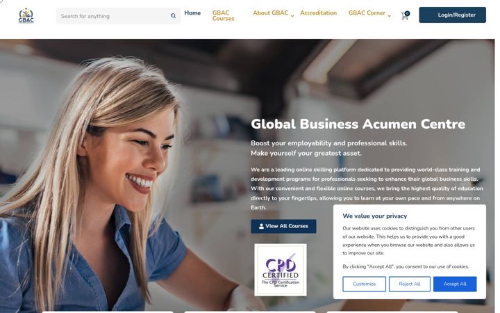 Screenshot of globalbusinessacumencentre.com