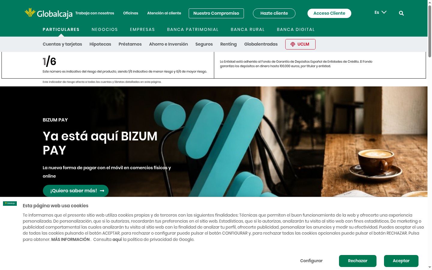 Screenshot del banner di consenso mostrato prima di qualsiasi interazione
