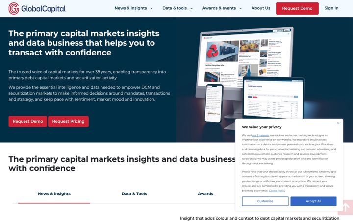 Екранна снимка на globalcapital.com