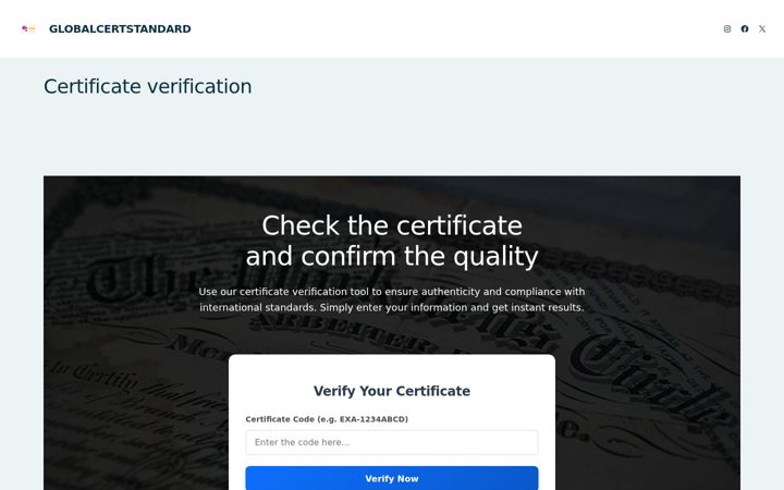 Screenshot of globalcertstandard.com