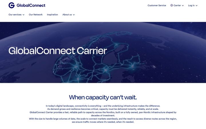 Ekrānuzņēmums no globalconnectcarrier.com