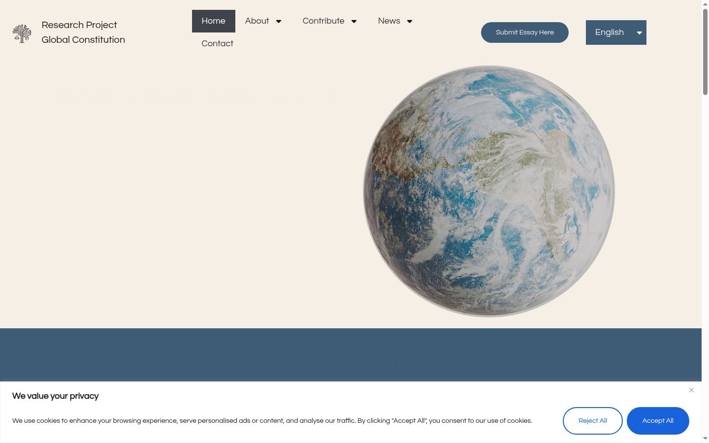 Screenshot of the consent banner shown before any interaction