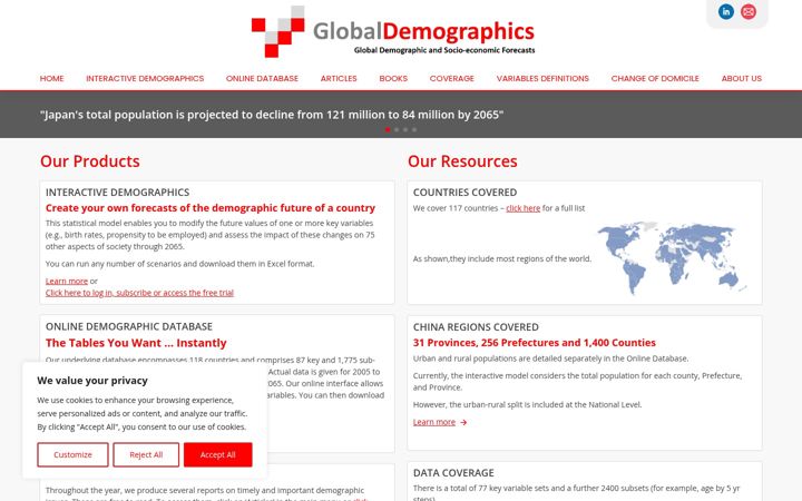 Screenshot of globaldemographics.com