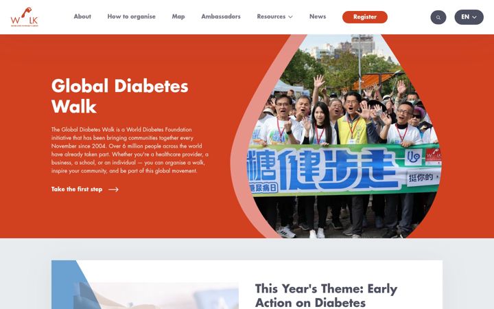 Screenshot of globaldiabeteswalk.org