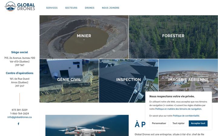 Screenshot of globaldrones.ca