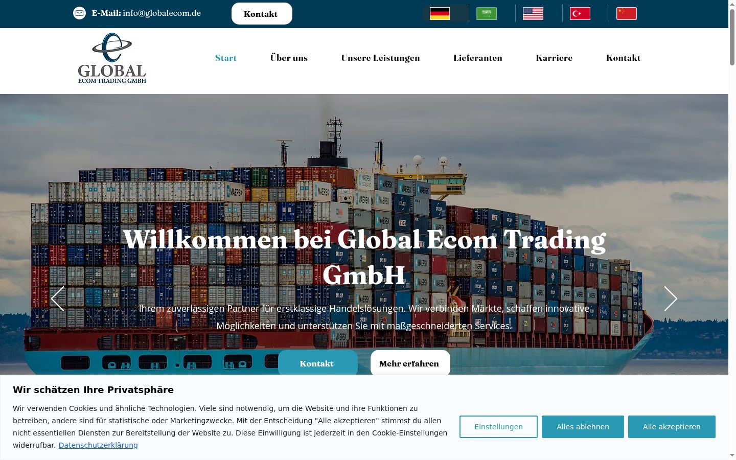 Screenshot van de toestemmingsbanner zoals getoond vóór enige interactie