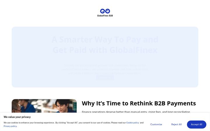 Screenshot of globalfinexb2b.com