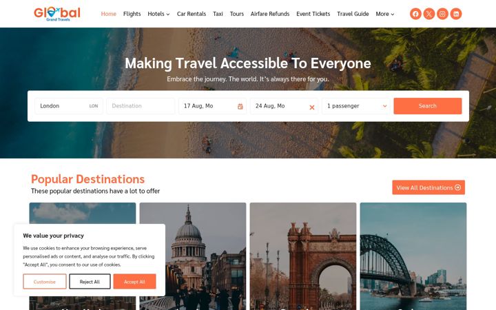 Screenshot of globalgrandtravels.com
