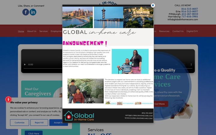 Screenshot of globalinhomecare.com