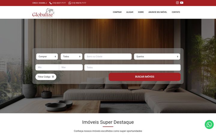 Screenshot of globalizeimoveis.com.br