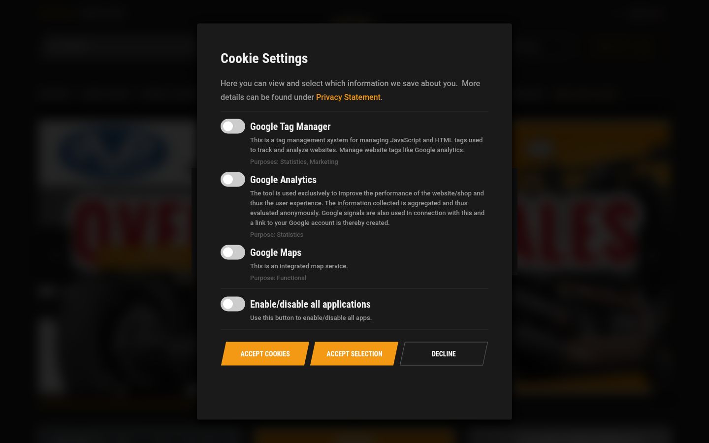 Screenshot del banner di consenso mostrato prima di qualsiasi interazione