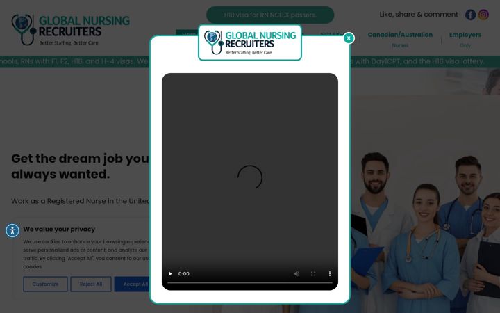 Screenshot of globalnursingrecruiters.com