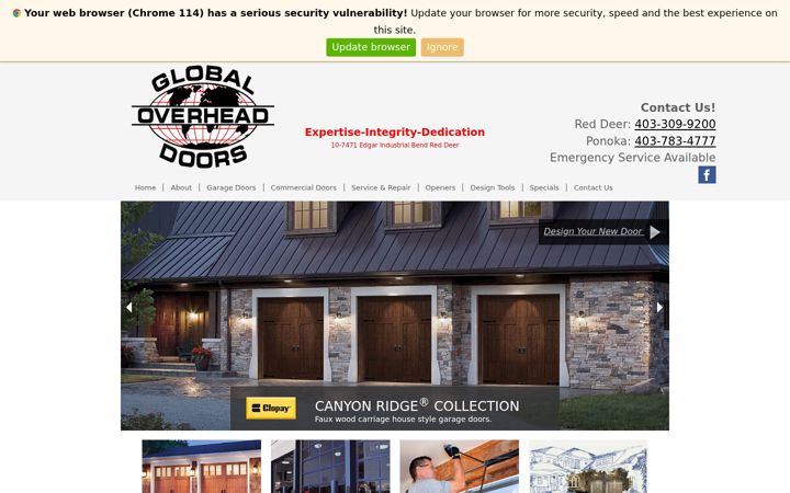Screenshot of globaloverheaddoors.com