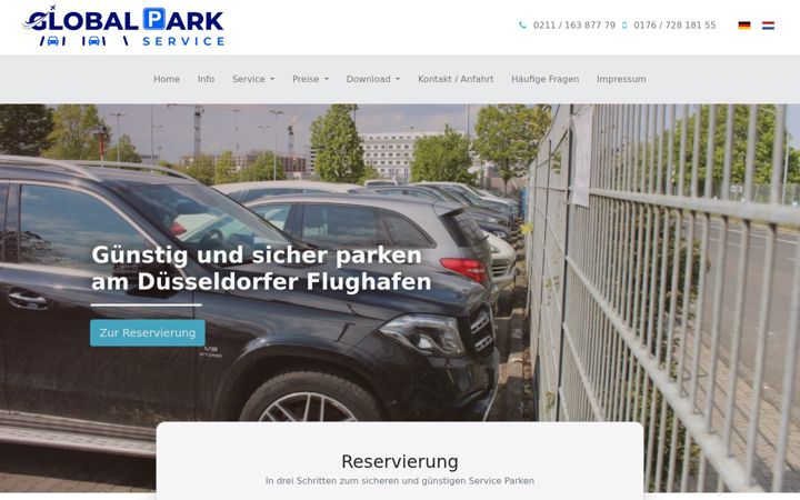Screenshot stránky globalparkservice.de