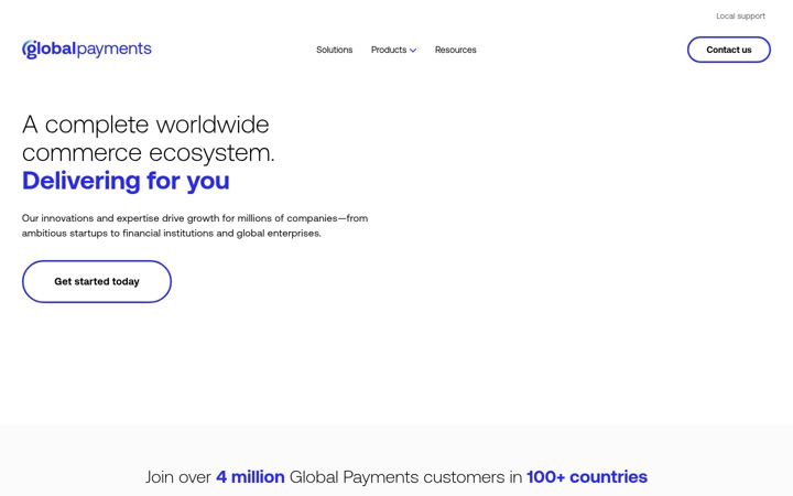 Kuvakaappaus sivustosta globalpaymentsinc.com