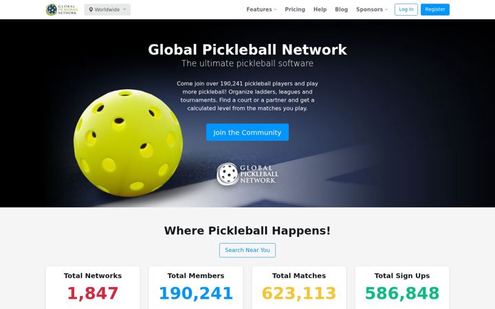 Screenshot di globalpickleball.network