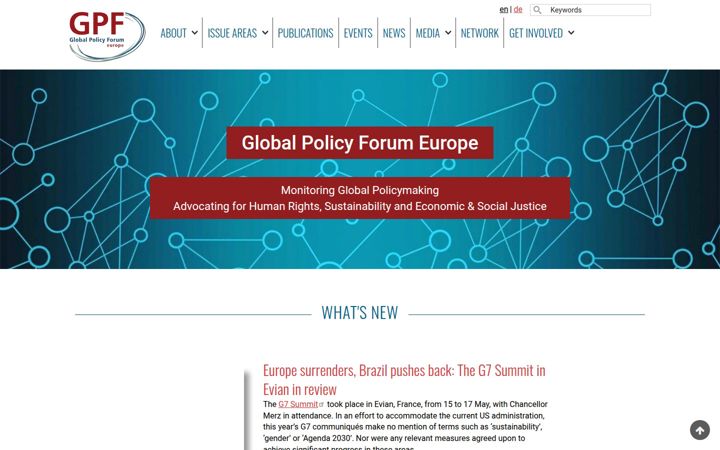 Screenshot van globalpolicy.org