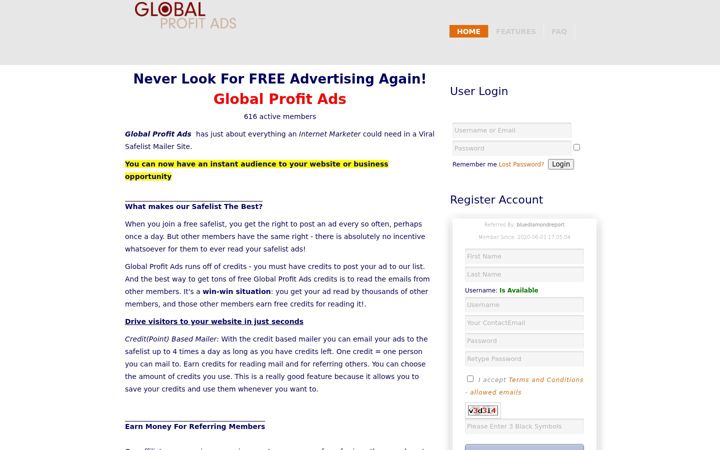 Screenshot of globalprofitads.com