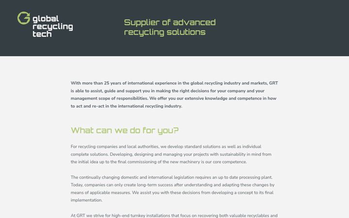 Screenshot of globalrecyclingtech.com