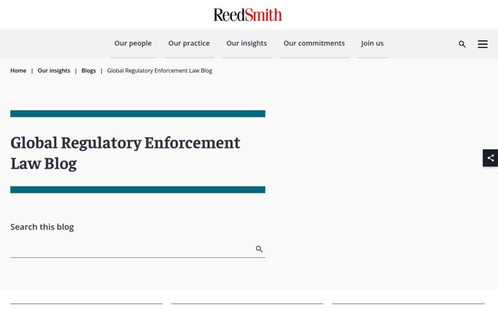 Screenshot of globalregulatoryenforcementlawblog.com