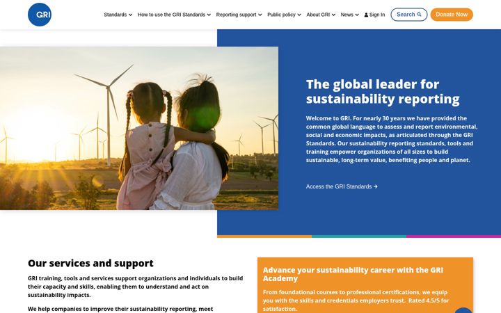 Screenshot von globalreporting.org