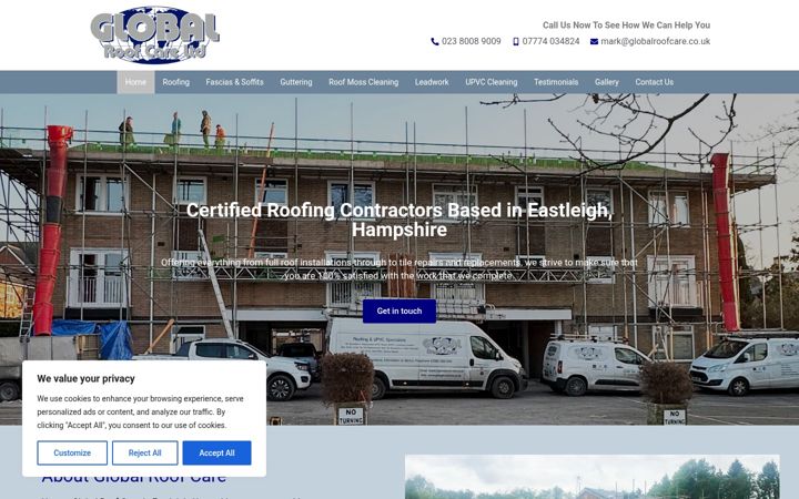 Screenshot of globalroofcare.co.uk