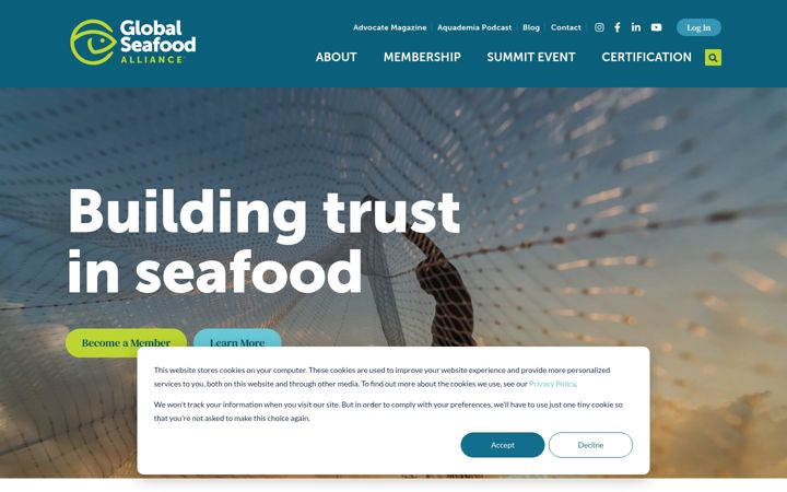 Screenshot ta' globalseafood.org