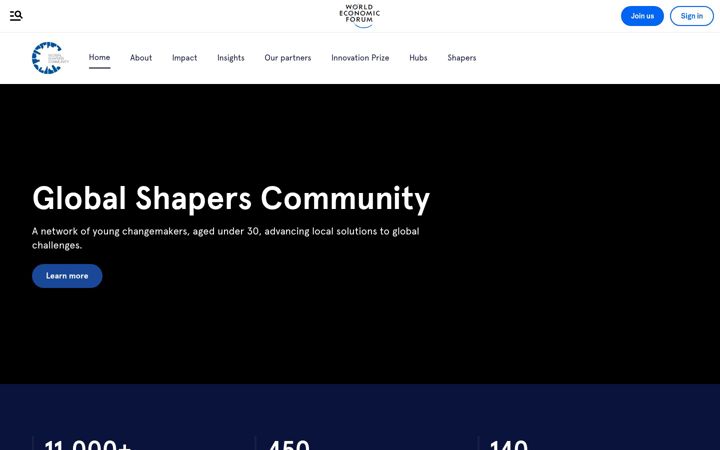 Posnetek zaslona globalshapers.org