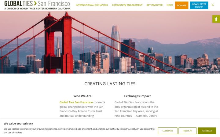 Screenshot of globaltiessf.org