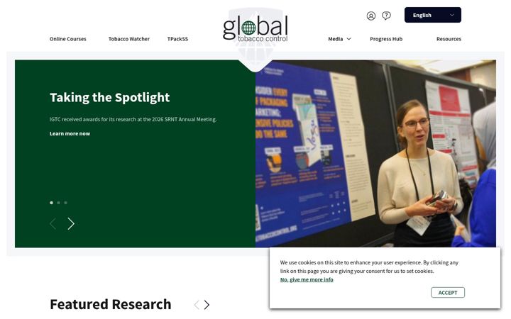 Screenshot of globaltobaccocontrol.org