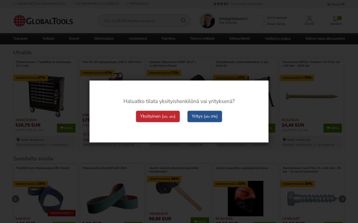 Screenshot of globaltools.fi