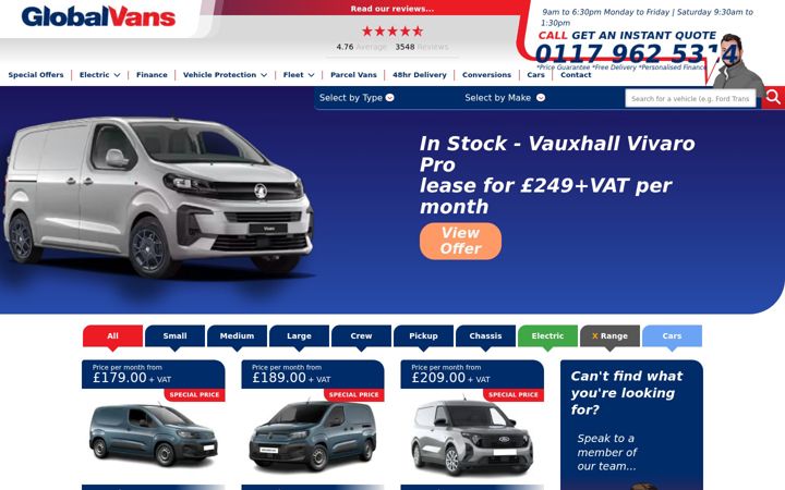 Screenshot of globalvans.co.uk