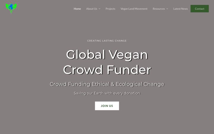 Screenshot of globalvegancrowdfunder.org