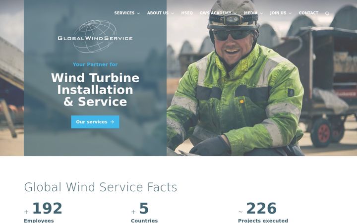 Posnetek zaslona globalwindservice.com