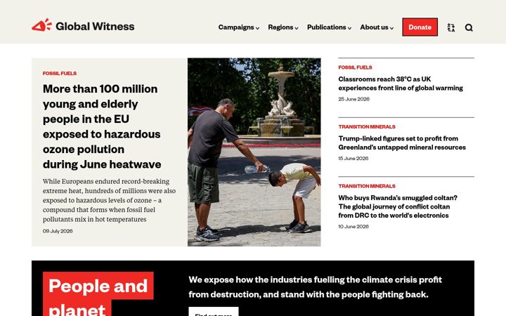 Screenshot van globalwitness.org