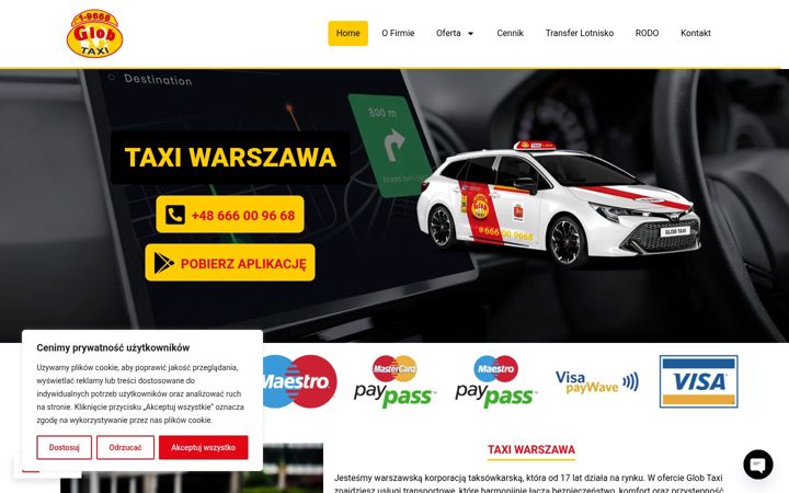 Screenshot of globcabtaxi.pl