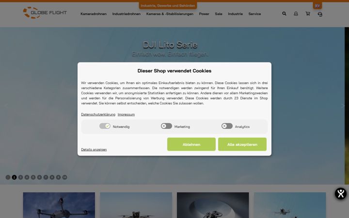 Screenshot of globe-flight.de