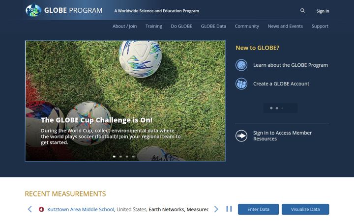 Zrzut ekranu globe.gov