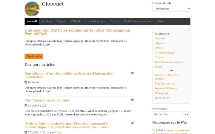 Screenshot of globenet.org