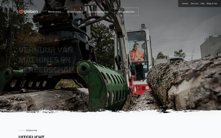 Kuvakaappaus sivustosta globenverhuur.nl